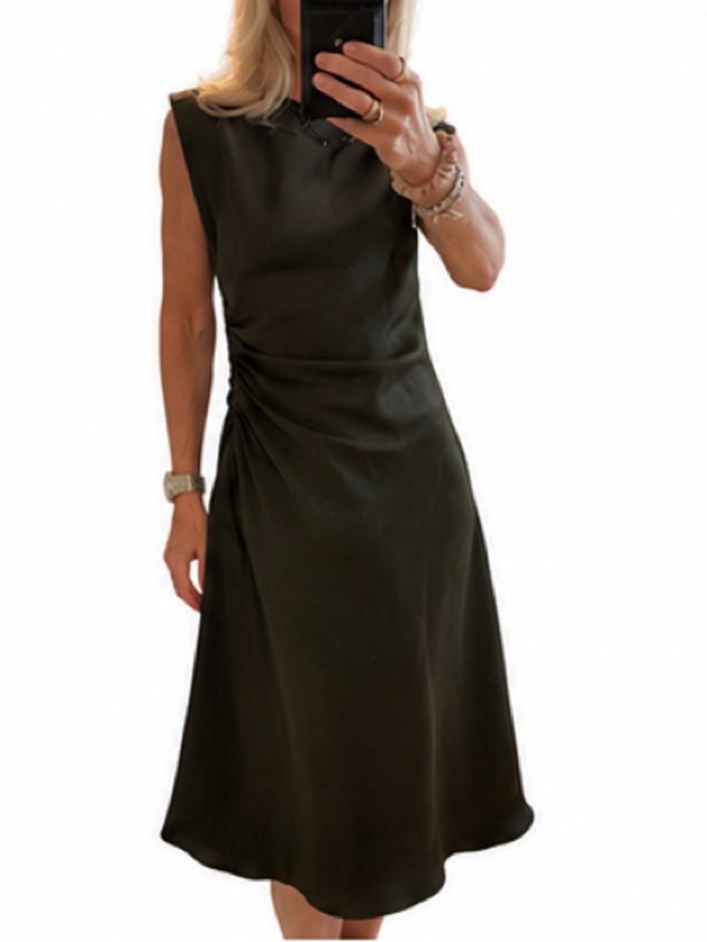 Banana Republic Satin side ruched dress